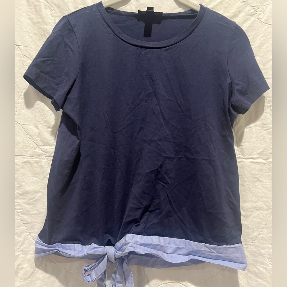 J. Crew Navy Blue Side Tie T-Shirt XS - Picture 4 of 7